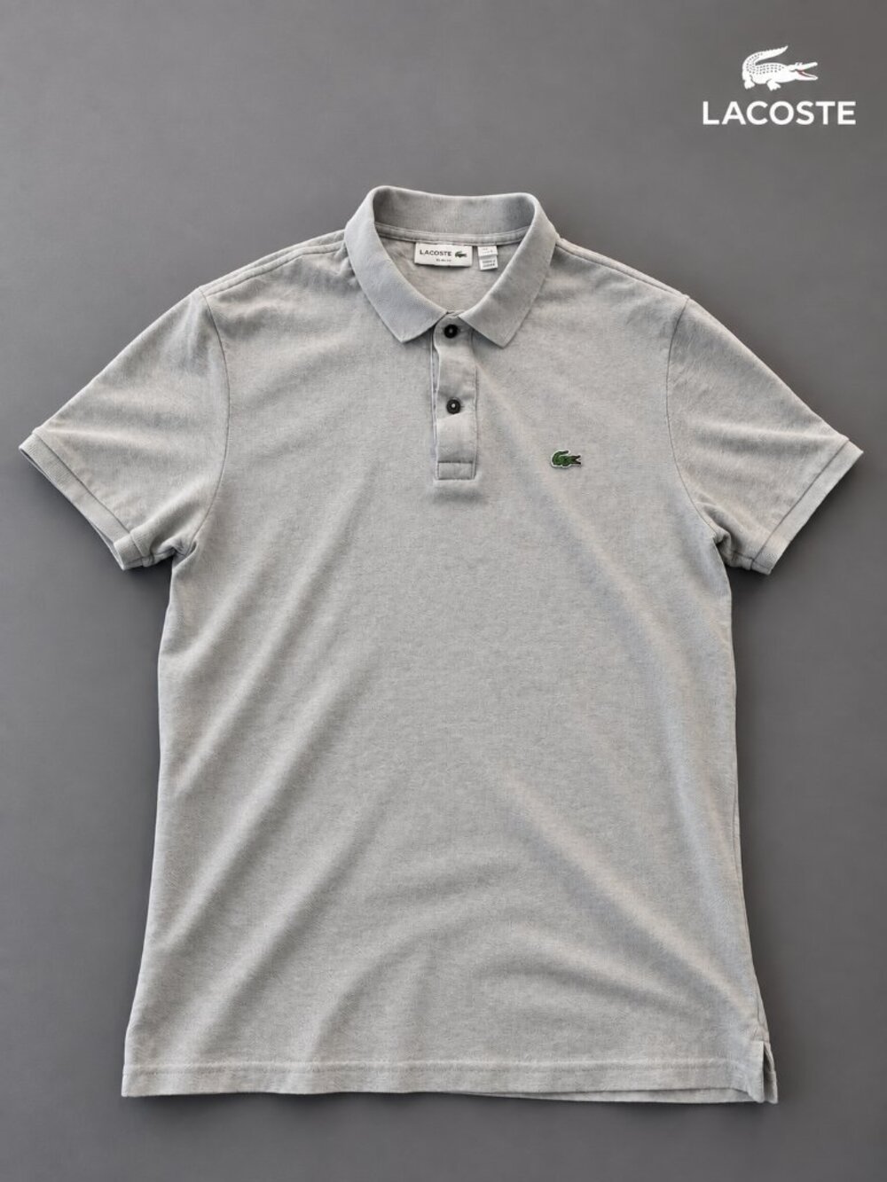 Lacoste Men's Slim Fit Polo Shirt – Light Heather Gray – Size L